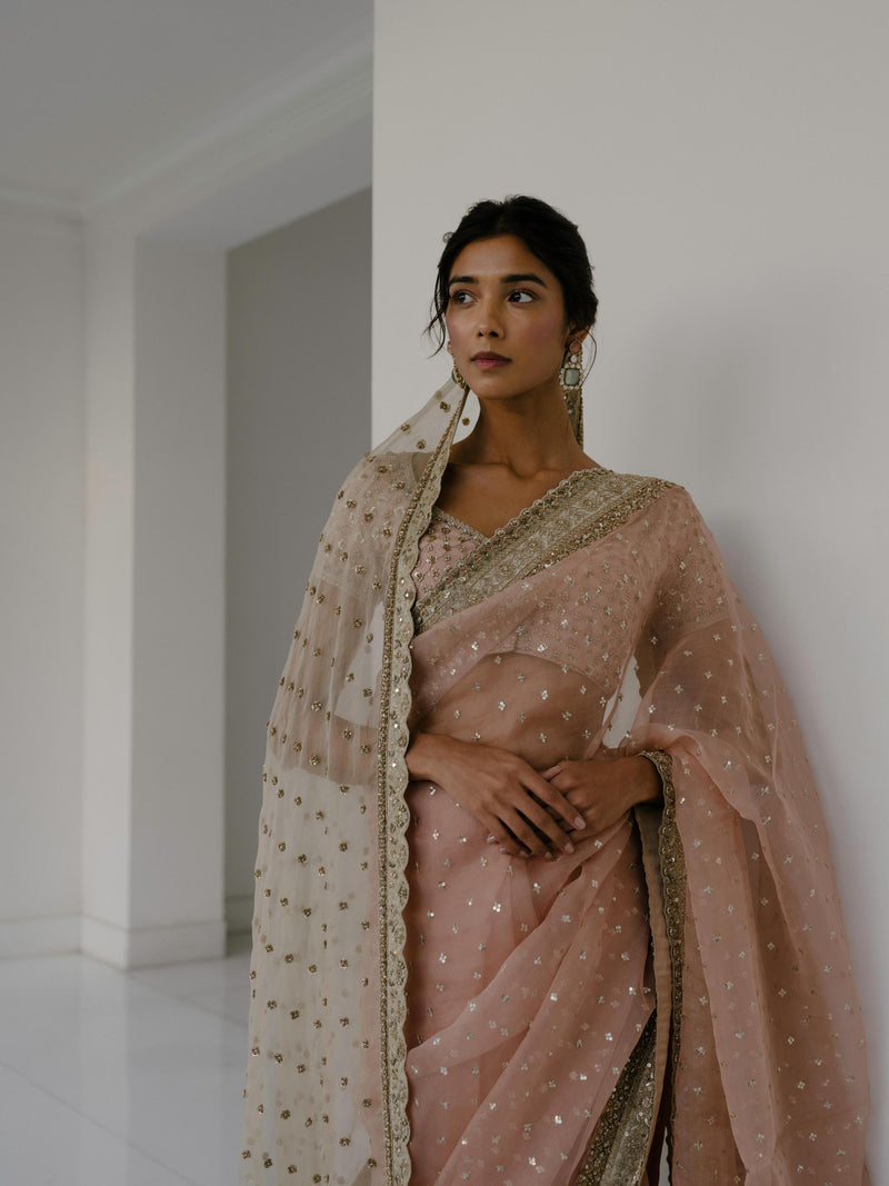 Peach Organza Saree