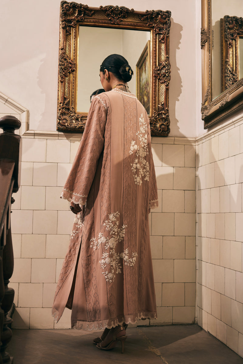 Dark Beige Double-Needle Kaftan