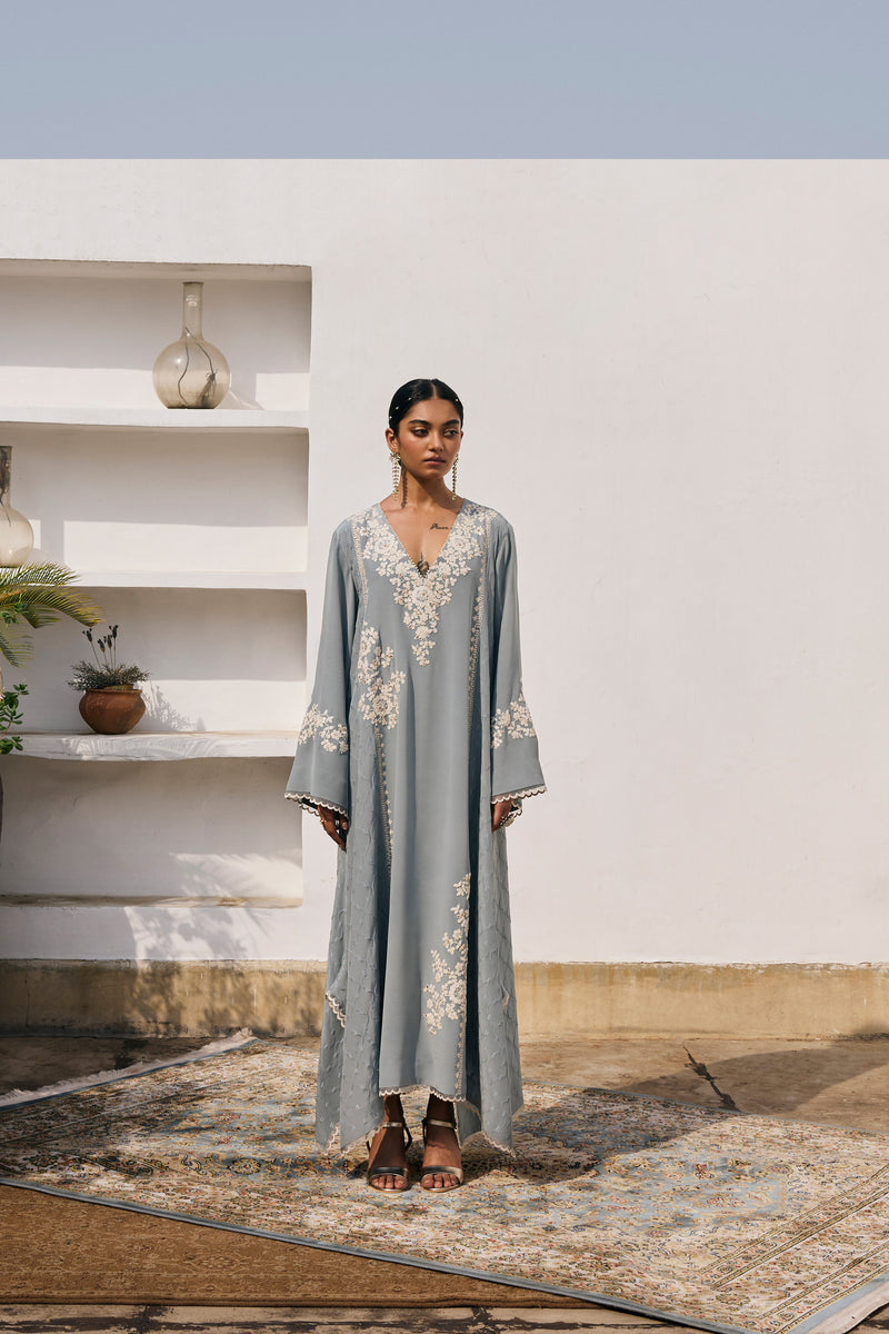 Grey-Blue Dori Work Kaftan