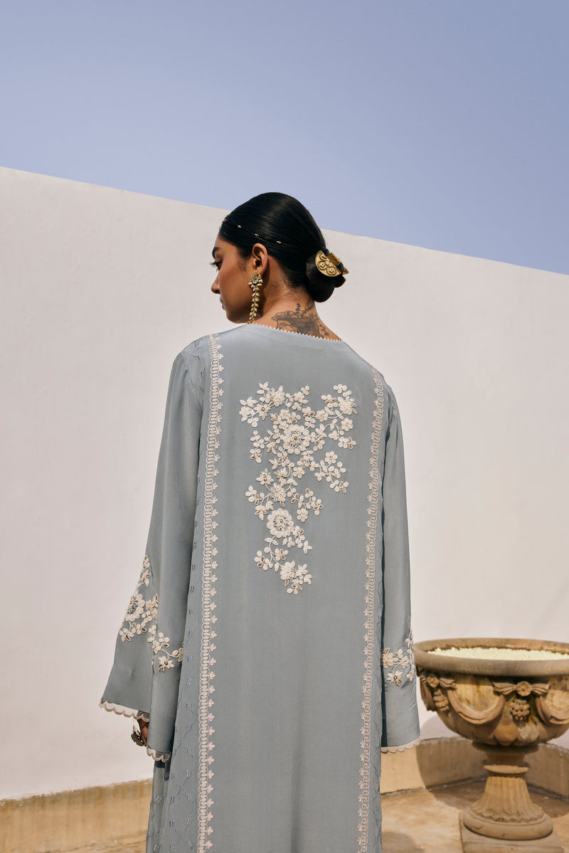 Grey-Blue Dori Work Kaftan