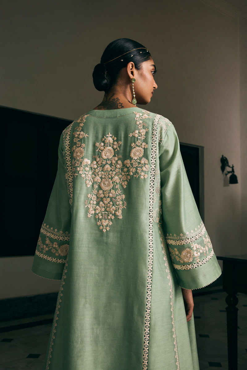 Mint-Green Five Kali Kurta Set