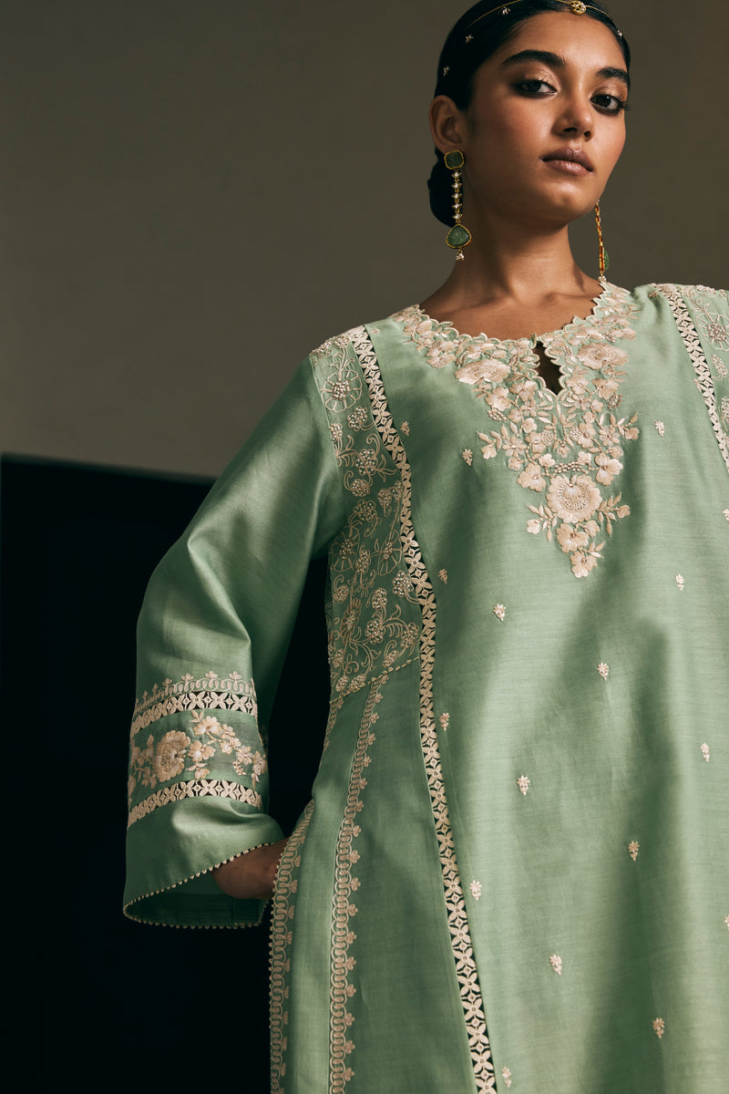 Mint-Green Five Kali Kurta Set