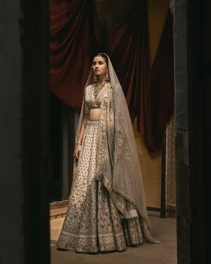 Tissue Lehenga With Dabka And Gota Work