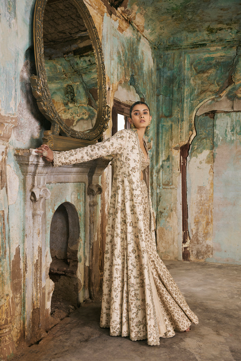 Ivory Jacket And Sharara Set