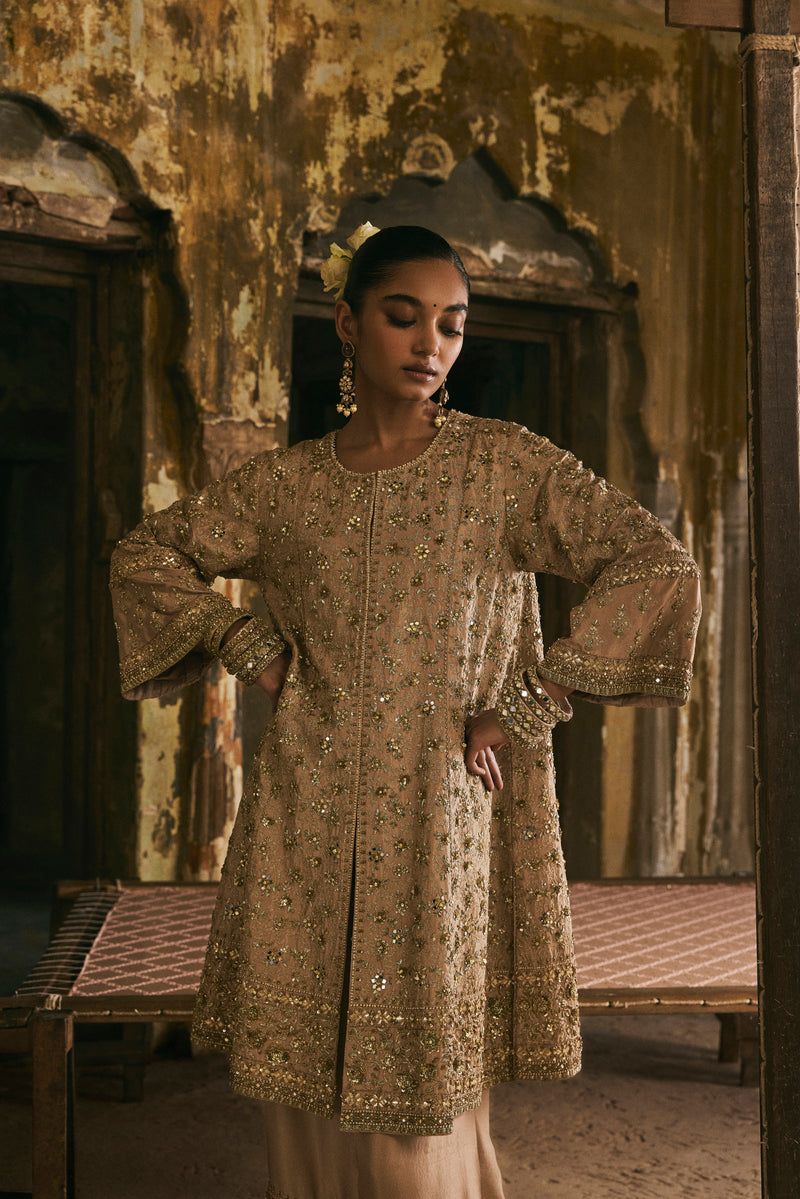 Aari And Mirror Work Kurta With Palazzo