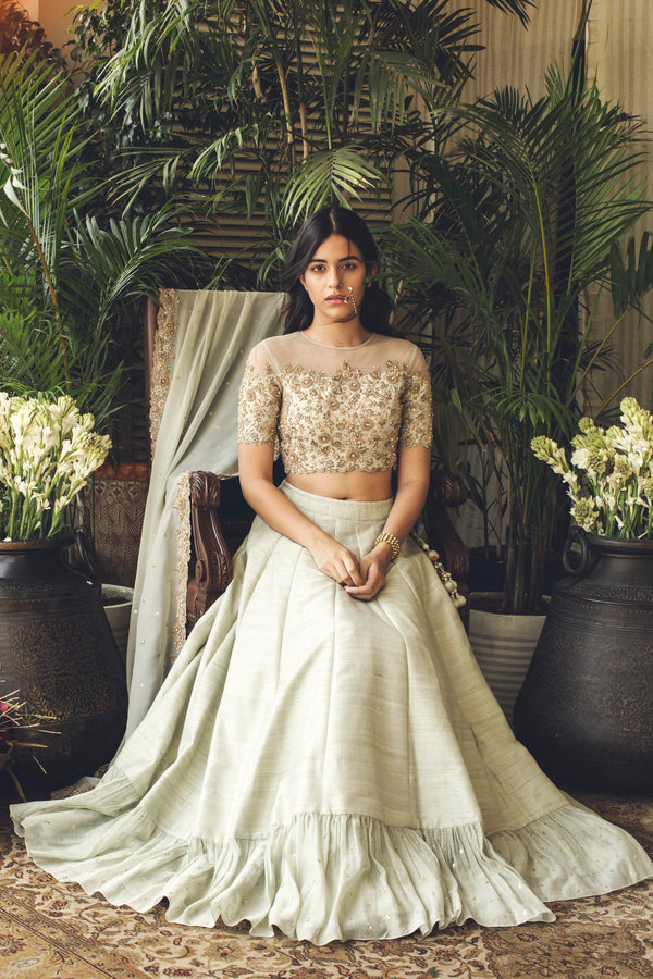 Raw Silk Frill Lehenga