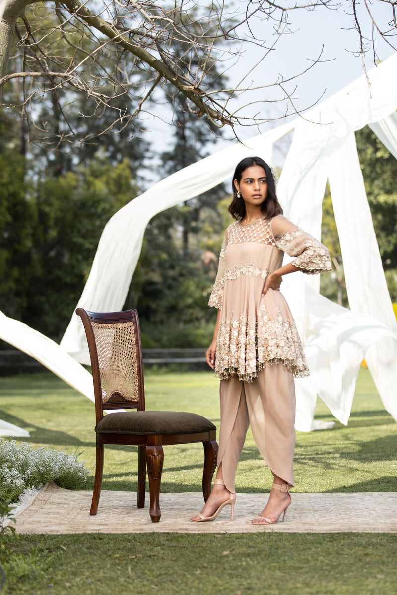 Badla-Resham Kurta With Tulip Pant