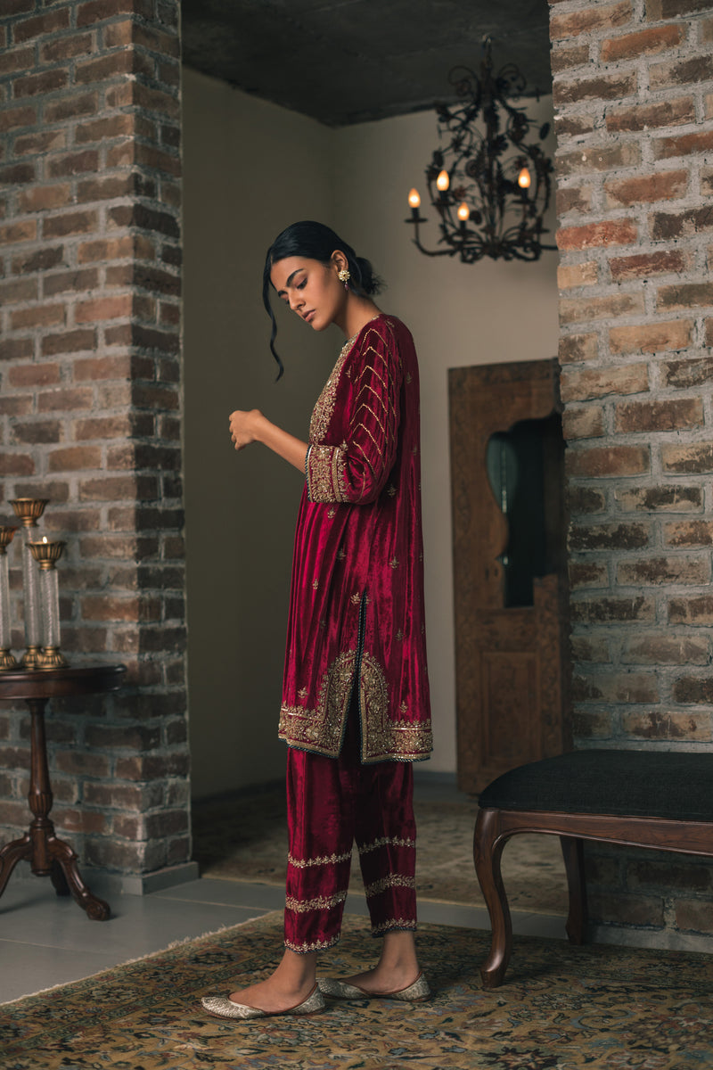 Three Kali Velvet Kurta Set