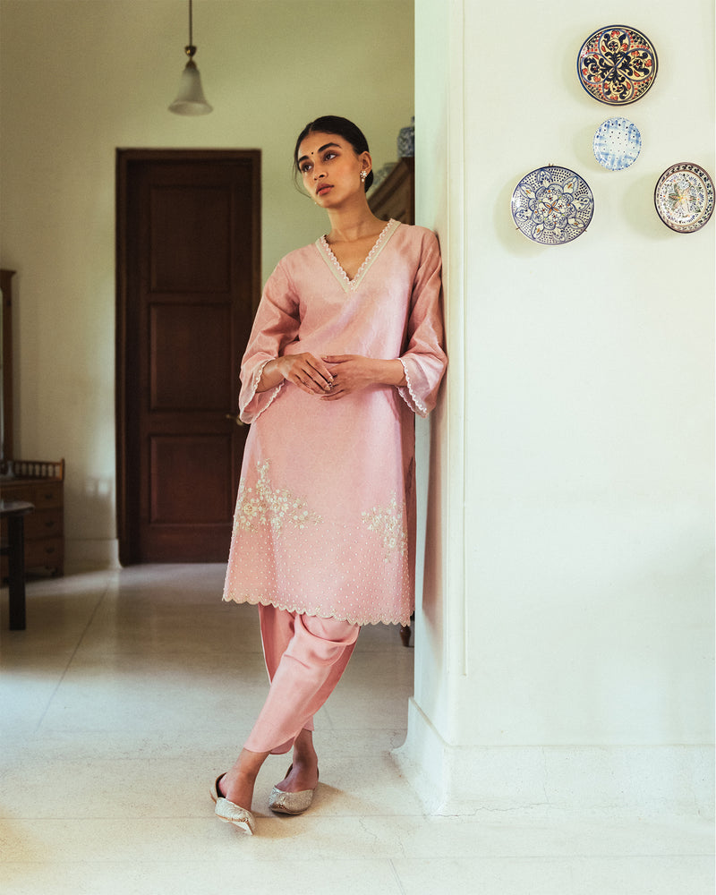 A-Line Kurta With Double Needle Work