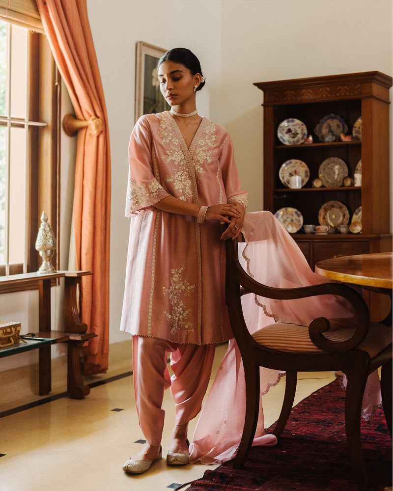 Angrakha Style Kurta With Dhoti Salwar