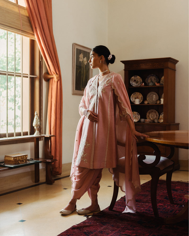 Angrakha Style Kurta With Dhoti Salwar