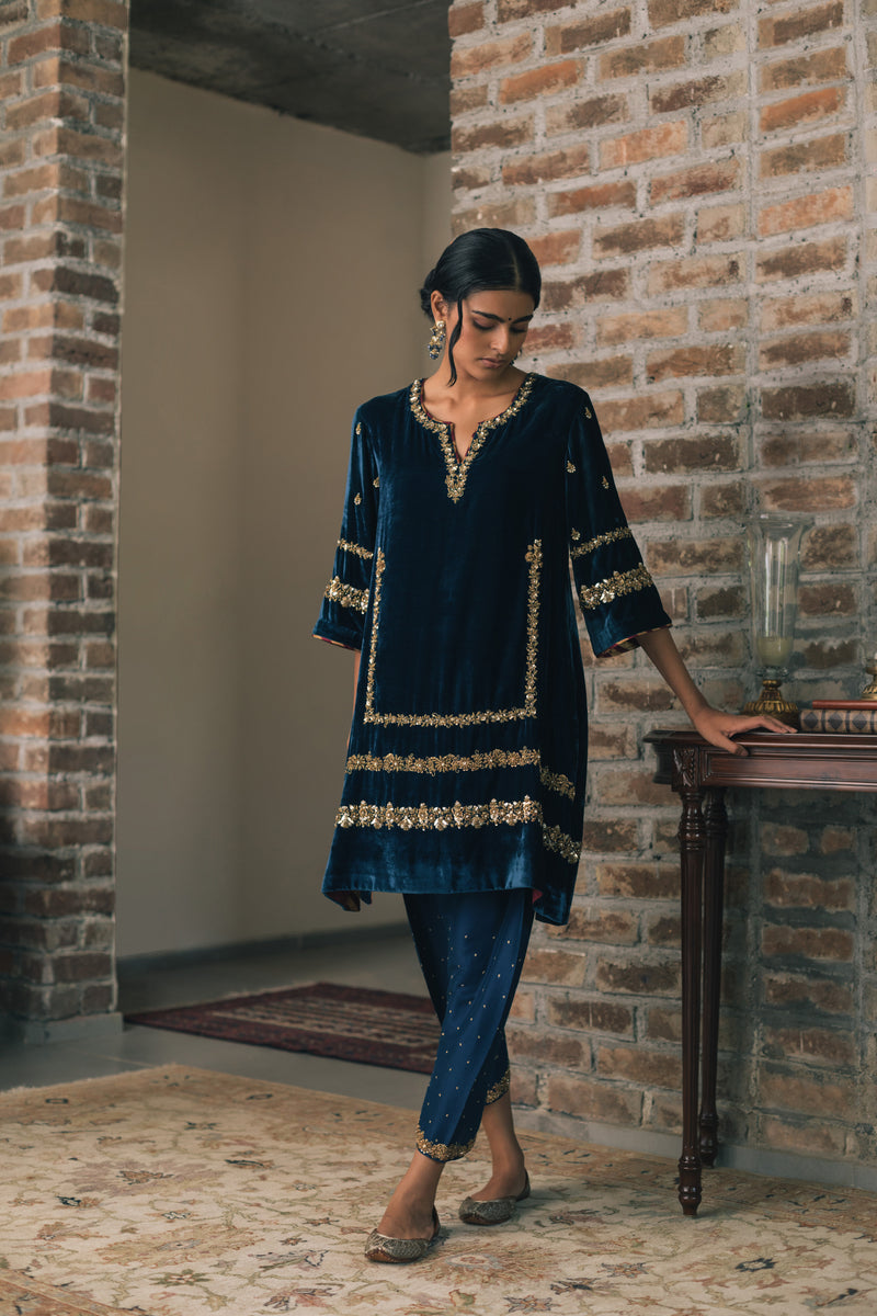 Velvet A-Line Kurta Set