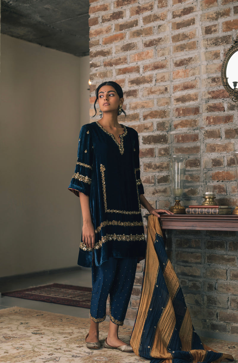 Velvet A-Line Kurta Set