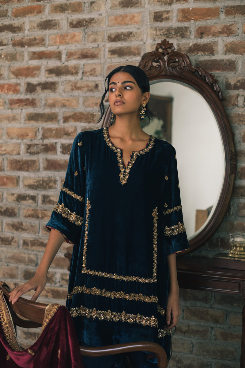 Velvet A-Line Kurta Set