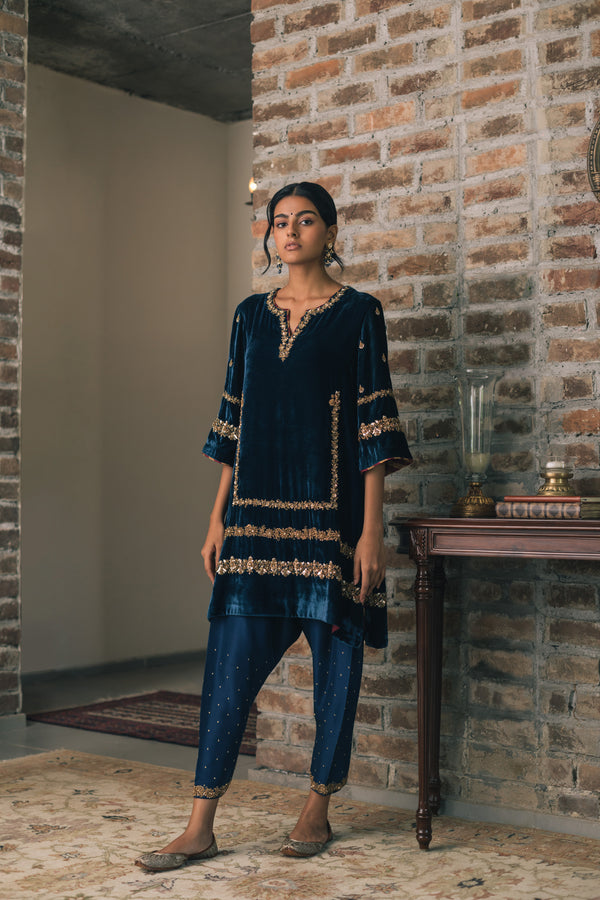 Velvet A-Line Kurta Set